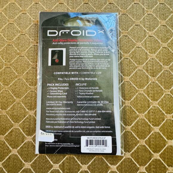 Motorola Verizon Droid X 3-pack Anti-Glare Display protectors MOTDRD23PKASP NEW - Picture 2 of 2